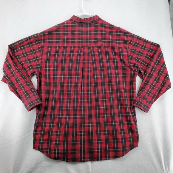 CHAPS Shirt Men's Long Sleeve Casual Button Down Plaid Oxford Red 2XL - Picture 9 of 12